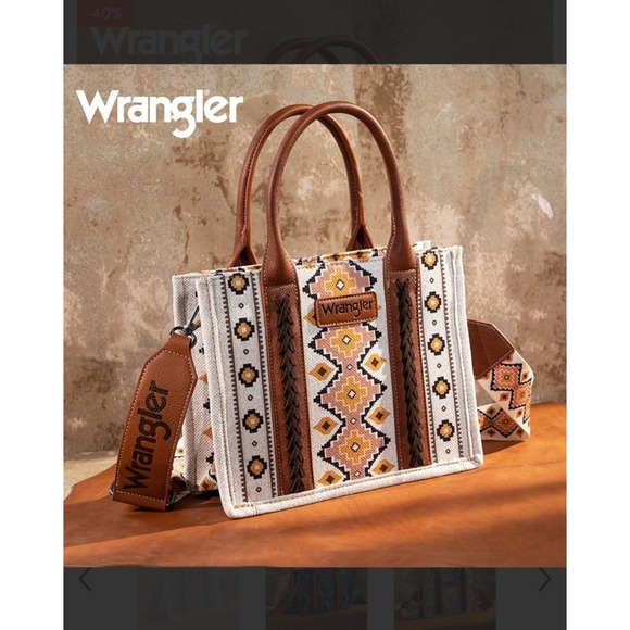Wrangler Aztec Print‎ Montana West Tote Bag Western Boho Purse Handbag Strap NEW - Picture 1 of 11